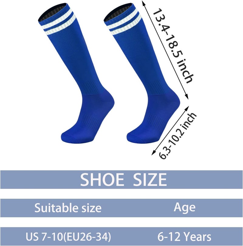 Ultrafun 6 Pairs Kids Youth Soccer Socks Solid Striped Knee High Tube Football Sports Socks for Boys Girls 6-12 Years Old - Image 2